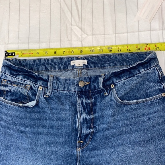 GOOD AMERICAN Good Vintage High Rise Straight Leg Jeans Indigo043 Distressed 15 - Picture 13 of 13